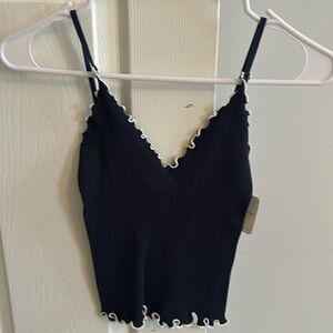 Free People Navy Tank with white trim
